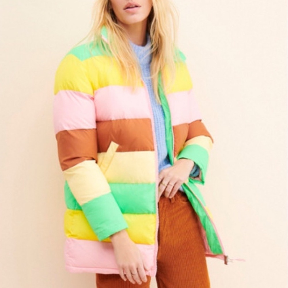 Rachel Antonoff Terry Color Block Colorful Striped Puffer Anthropologie Size XS